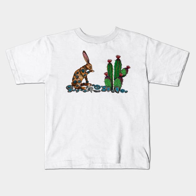 Wild hare with cactus Kids T-Shirt by Every-wen